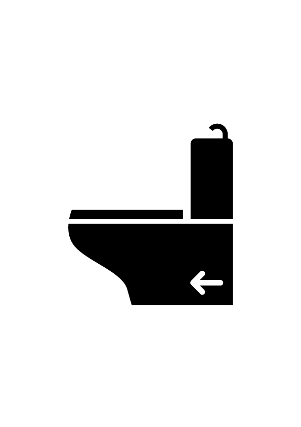 トイレのアイコンと矢印 左 で案内する貼り紙テンプレート 無料 商用可能 注意書き 張り紙テンプレート ポスター対応