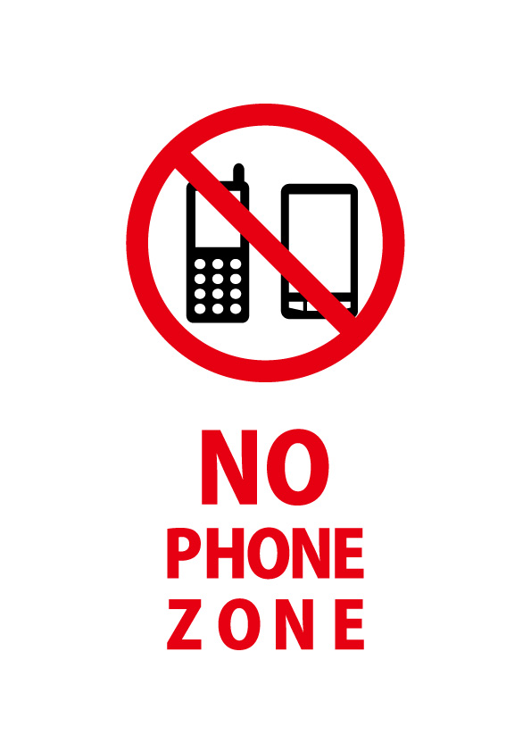 No Phone Zone 携帯禁止を表す英語の貼り紙テンプレート 無料 商用可能 注意書き 張り紙テンプレート ポスター対応