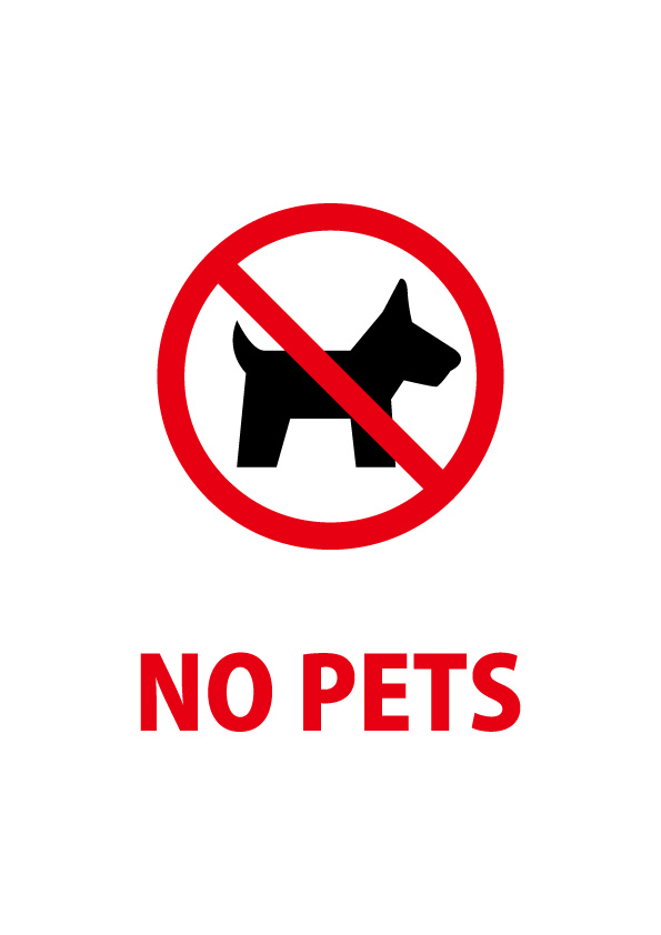 ペット禁止を意味する英語の注意貼り紙テンプレート 無料 商用可能 注意書き 張り紙テンプレート ポスター対応
